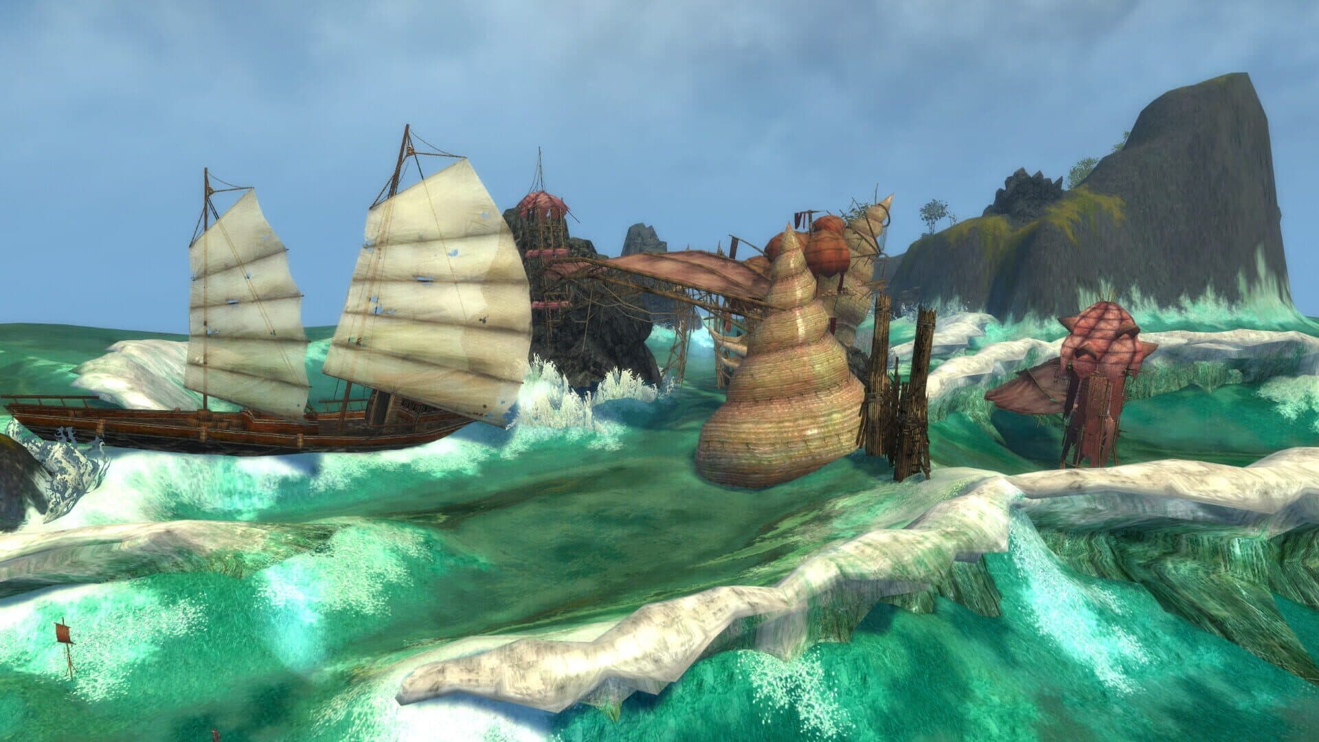 El mundo instanciado y el combate por equipos de Guild Wars.