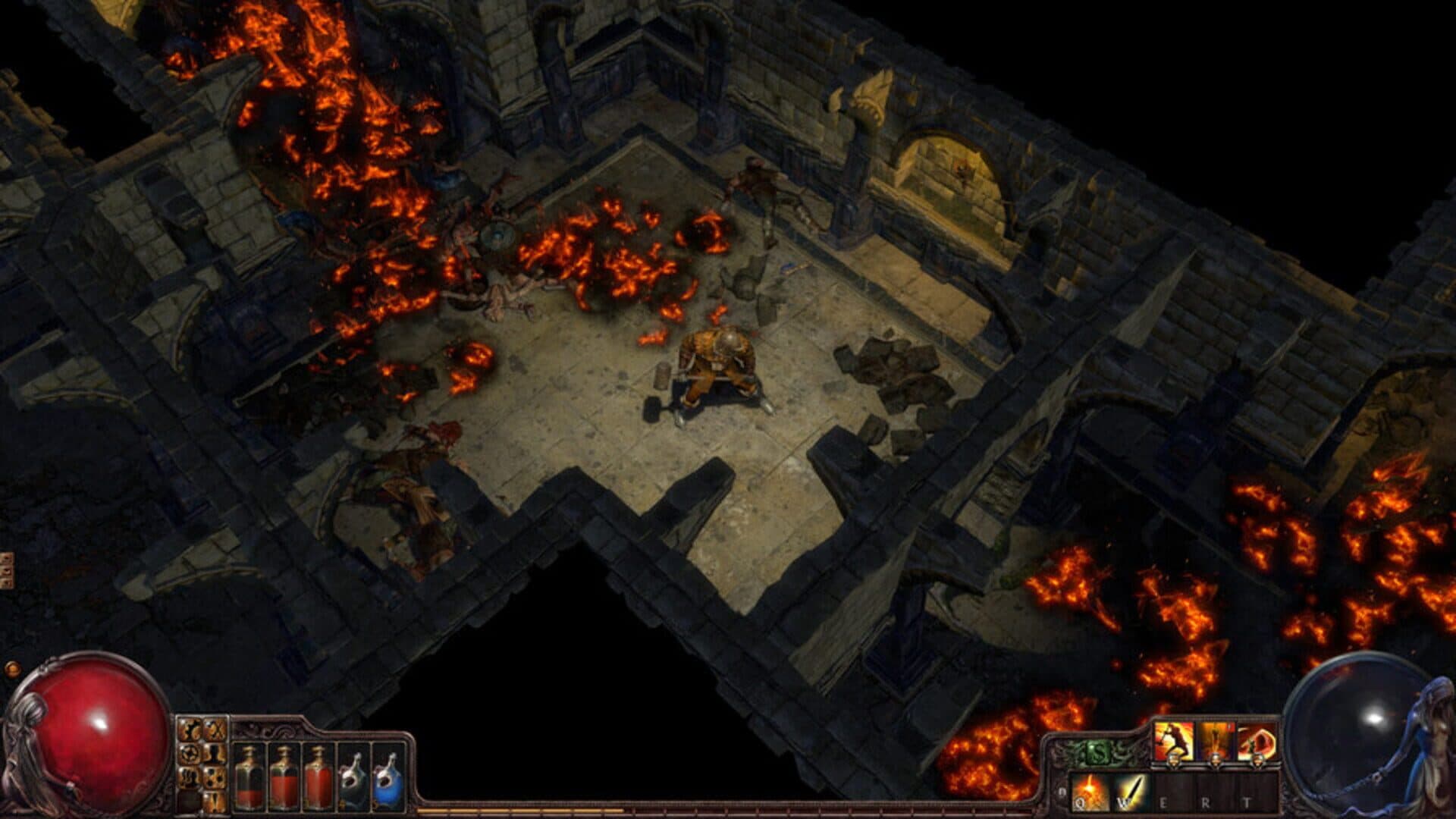 Combate contra hordas en los parajes de dark fantasy de Wraeclast.